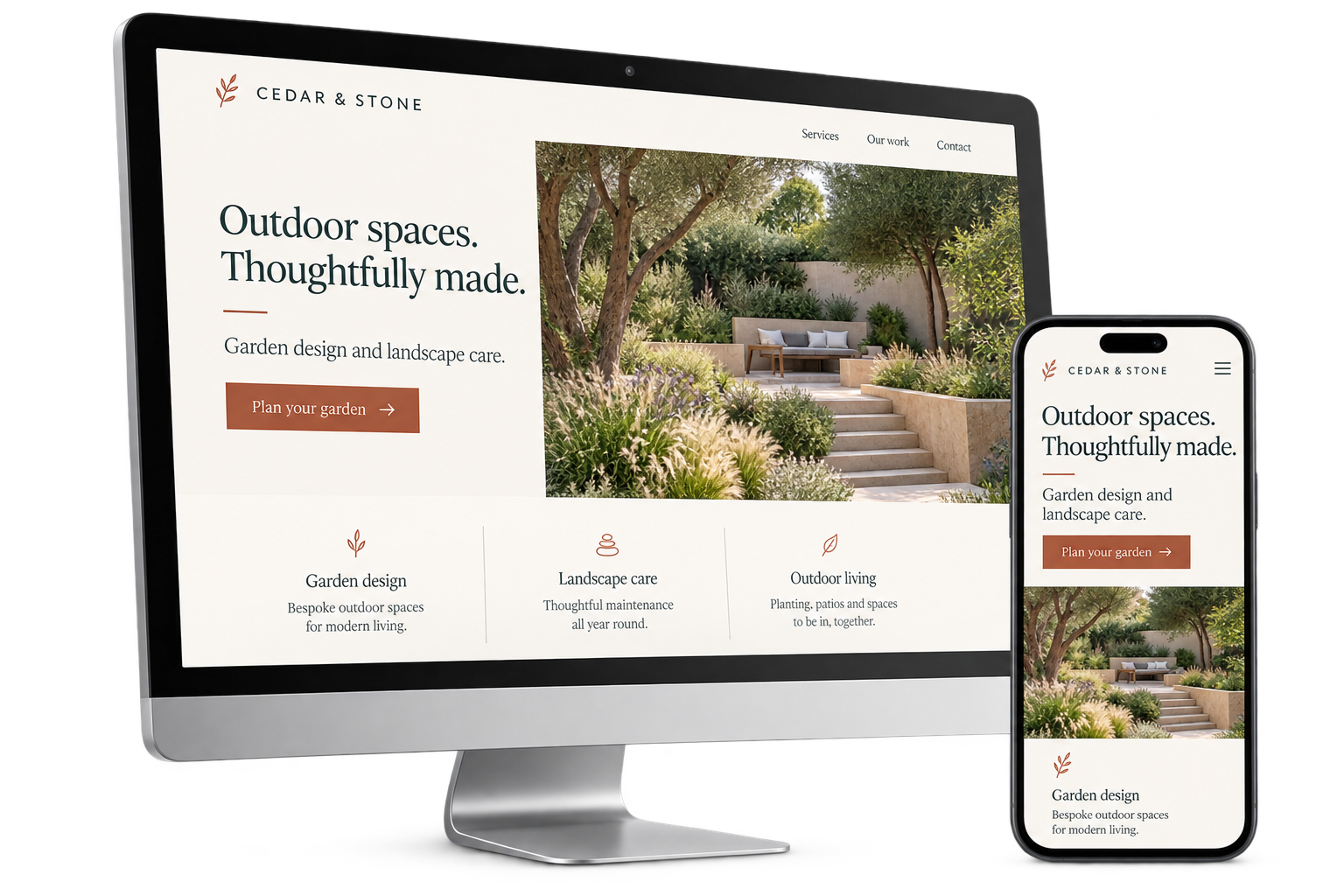 Original website design concept presented on desktop and mobile devices